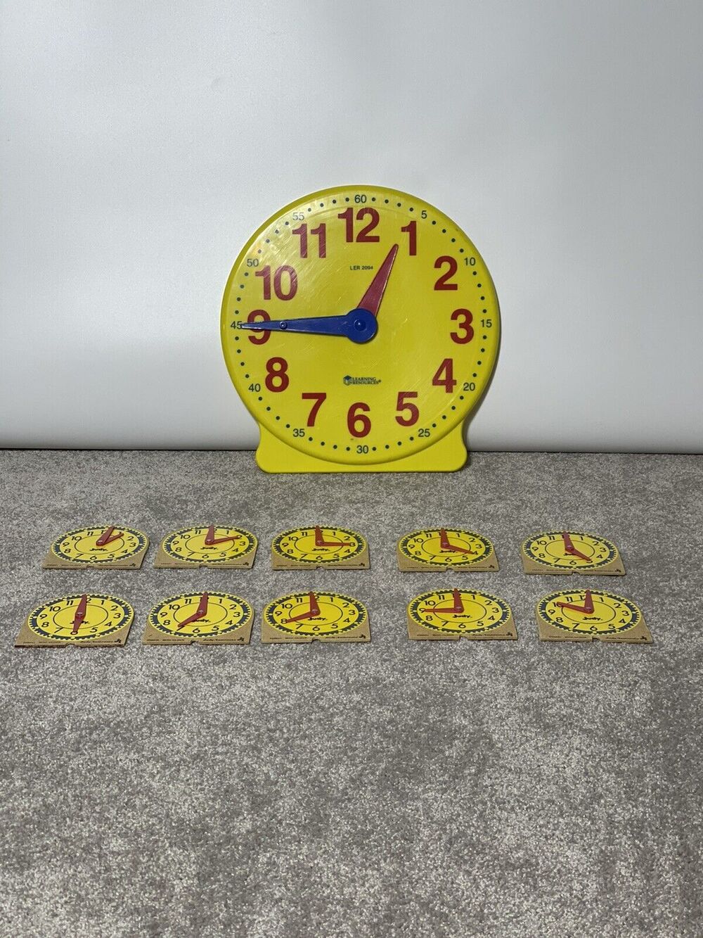 Learning Resources Big Time Student 12 Hour Clock 10 non geared Mini Clocks Lot